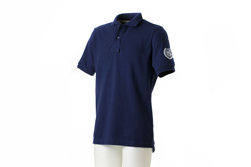 Maglia blu con collo, con logo IULM